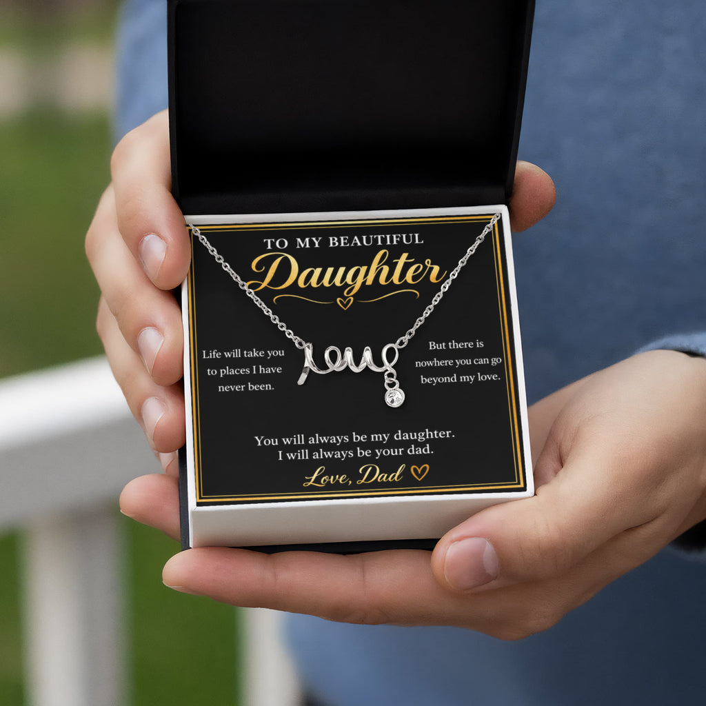 To My Daughter Love Necklace from Dad – Gift Box & Heartfelt Message Card