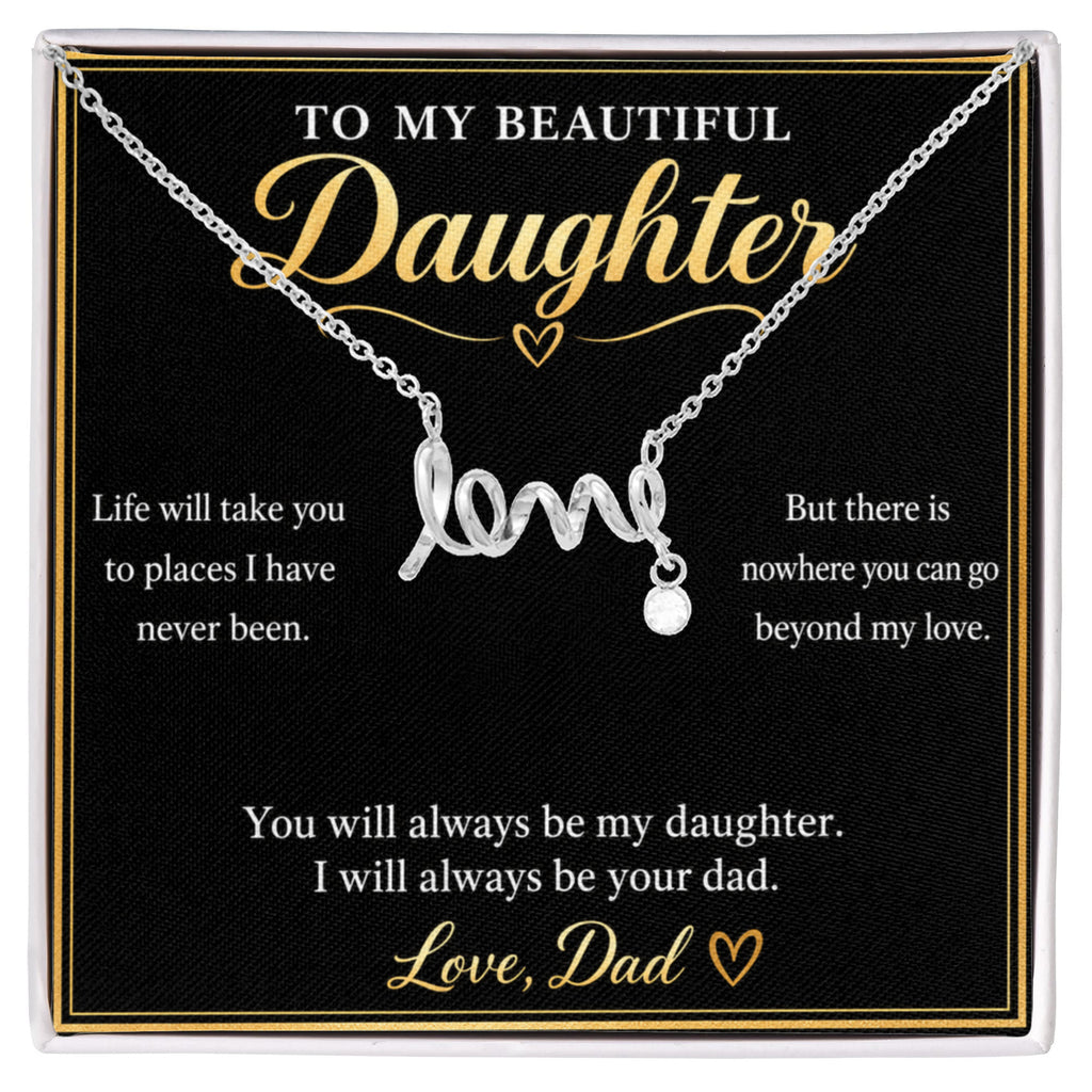 To My Daughter Love Necklace from Dad – Gift Box & Heartfelt Message Card