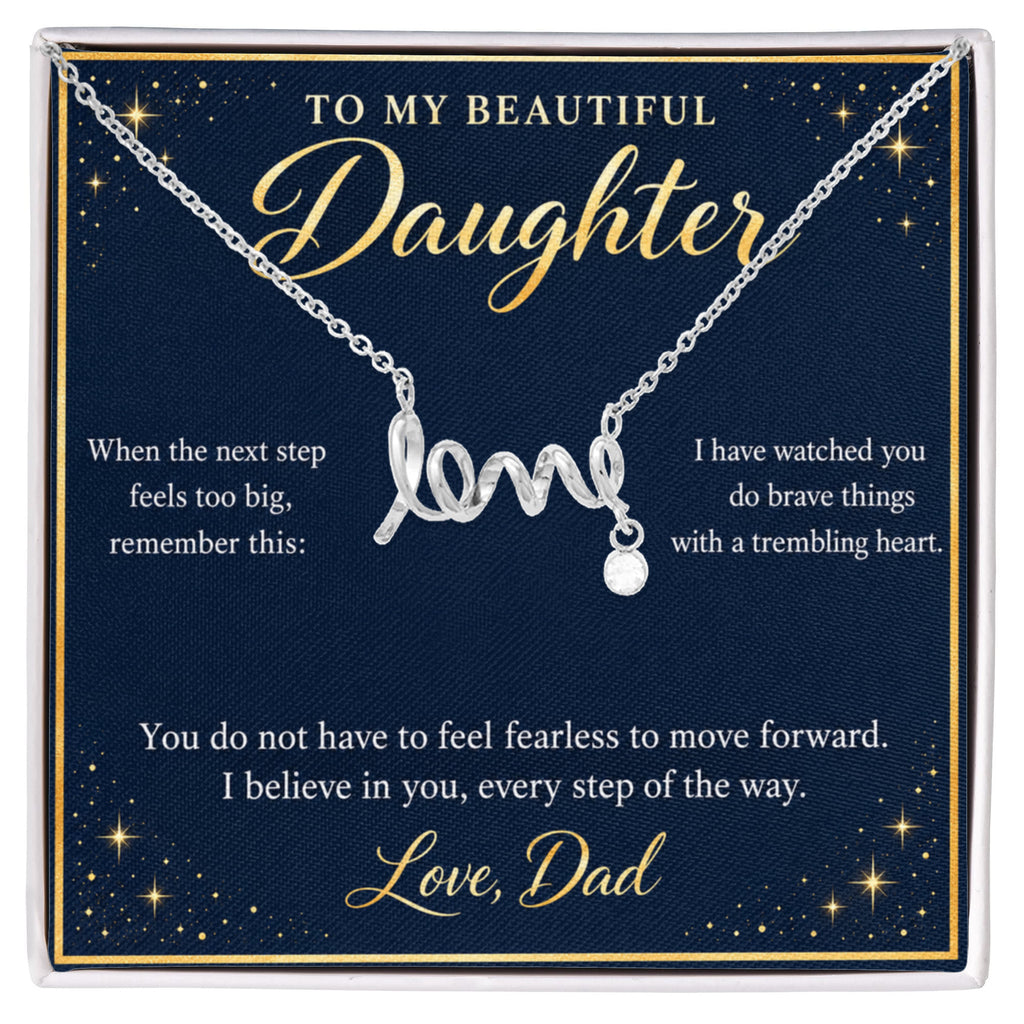 Daughter Love Necklace from Dad – I Believe in You & Message Card
