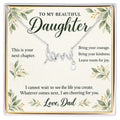 Daughter Graduation Necklace from Dad – Your Next Chapter & Message Card
