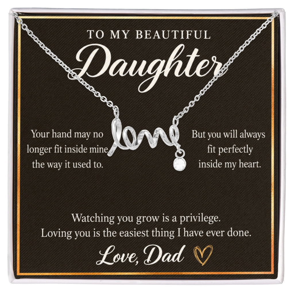 Daughter Love Necklace from Dad – Forever in My Heart & Message Card