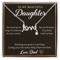 Daughter Love Necklace from Dad – Forever in My Heart & Message Card