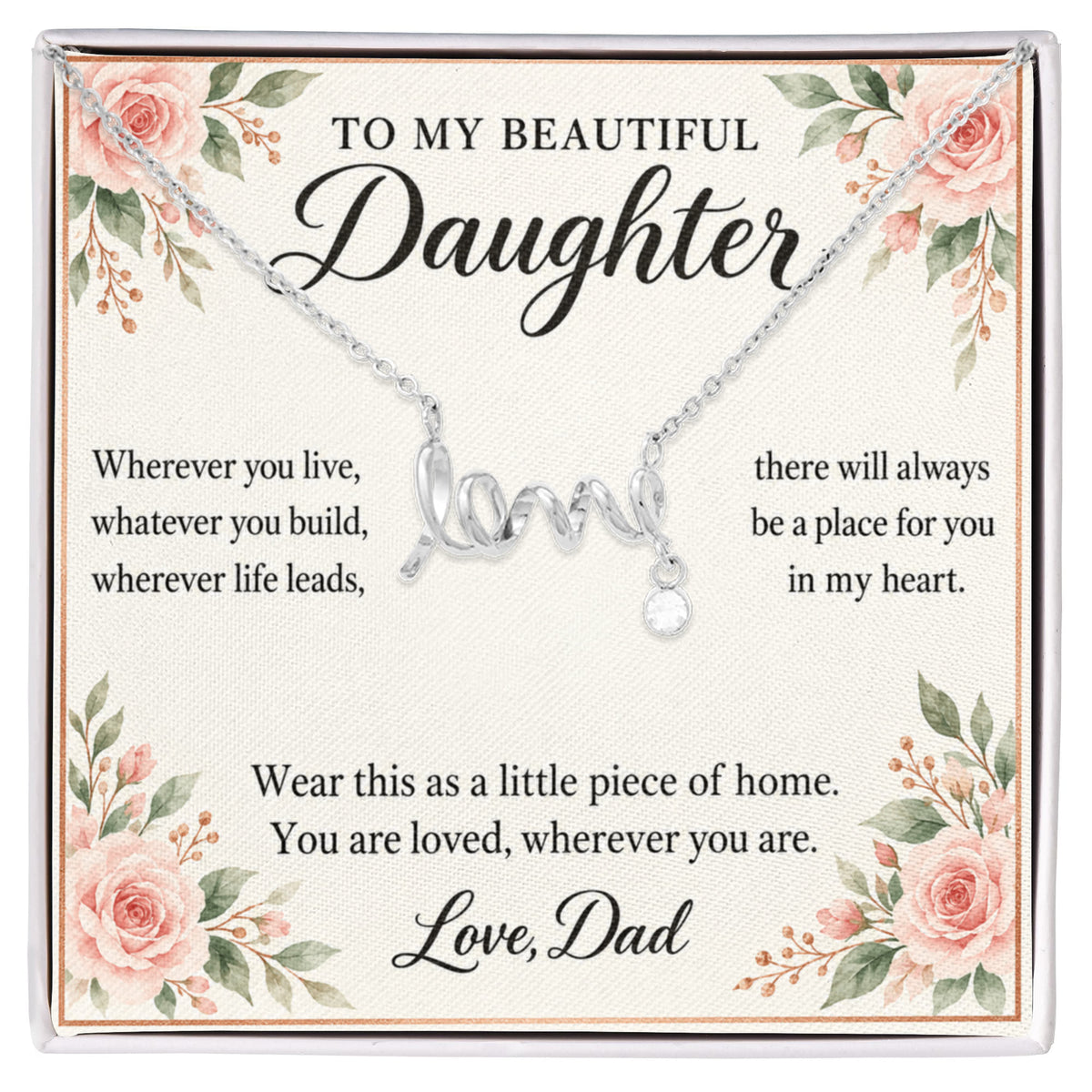 Daughter Necklace from Dad – A Little Piece of Home & Message Card