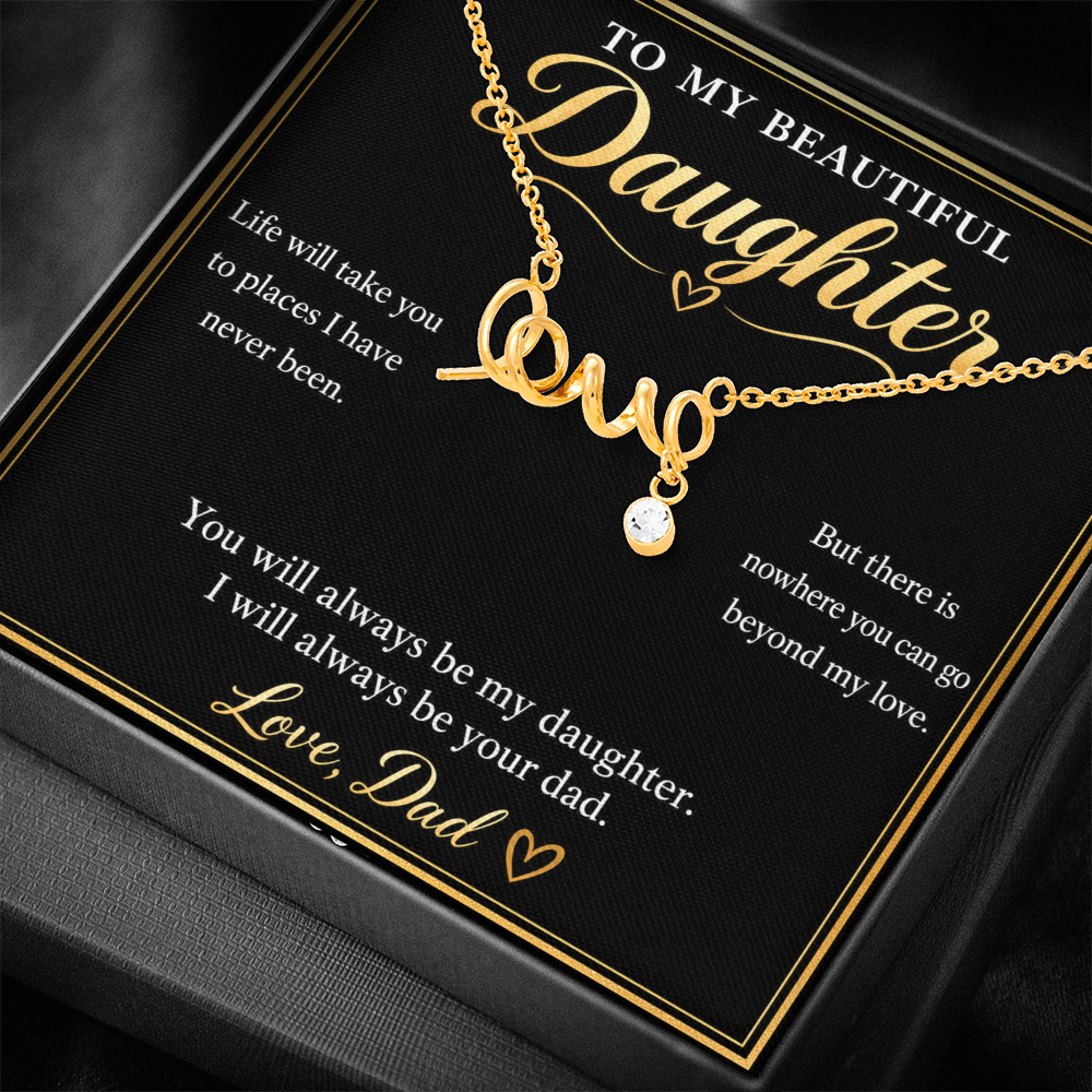 To My Daughter Love Necklace from Dad – Gift Box & Heartfelt Message Card