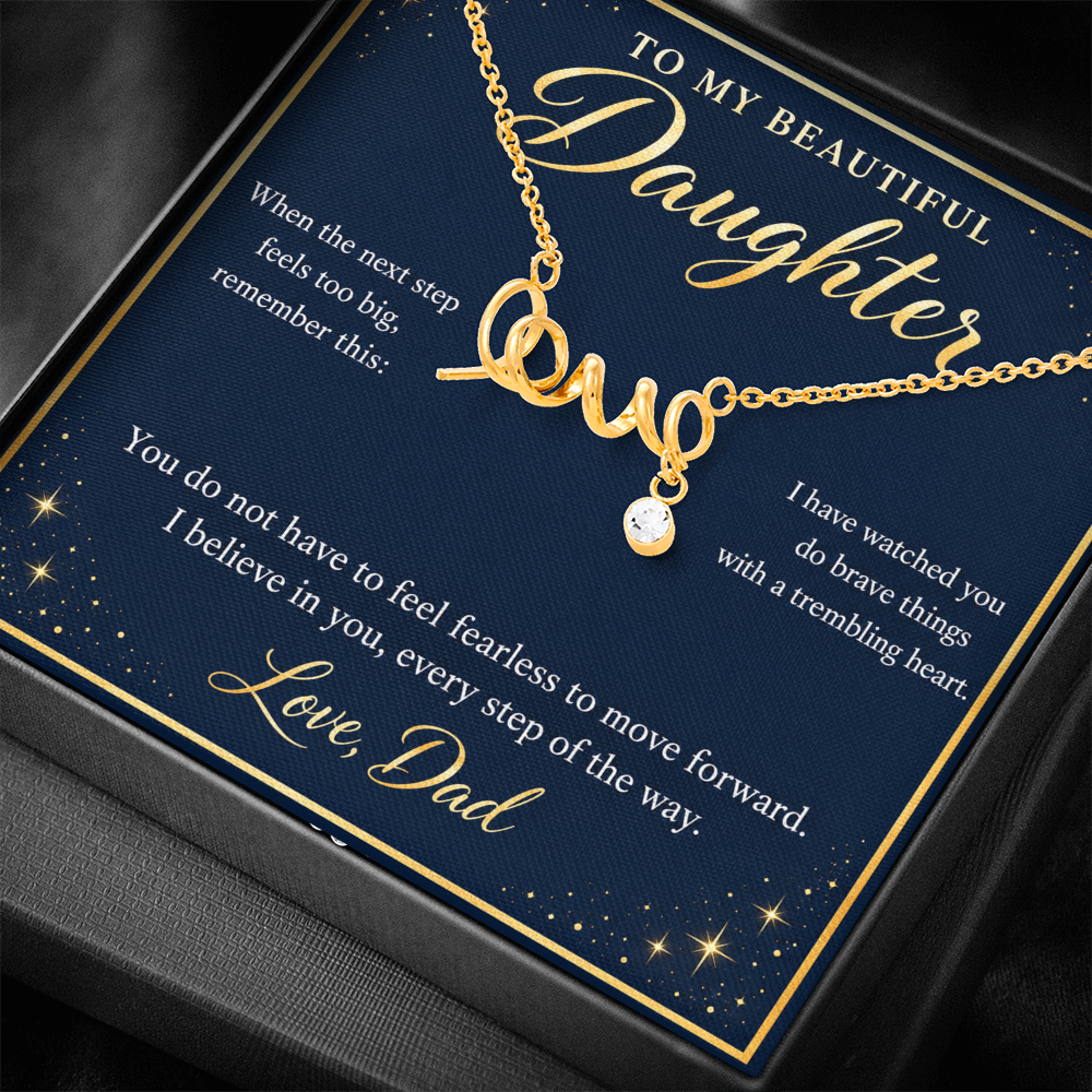 Daughter Love Necklace from Dad – I Believe in You & Message Card
