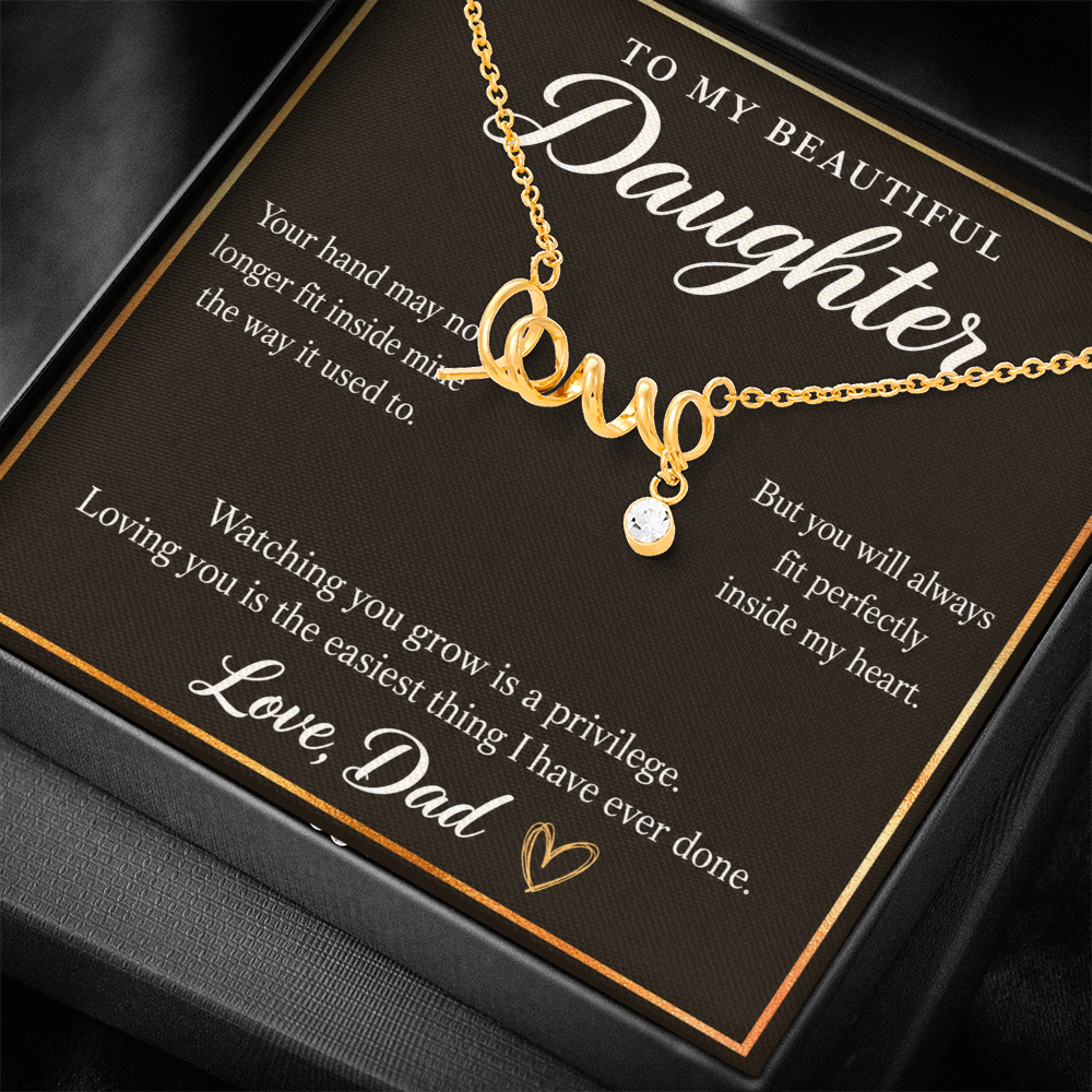 Daughter Love Necklace from Dad – Forever in My Heart & Message Card