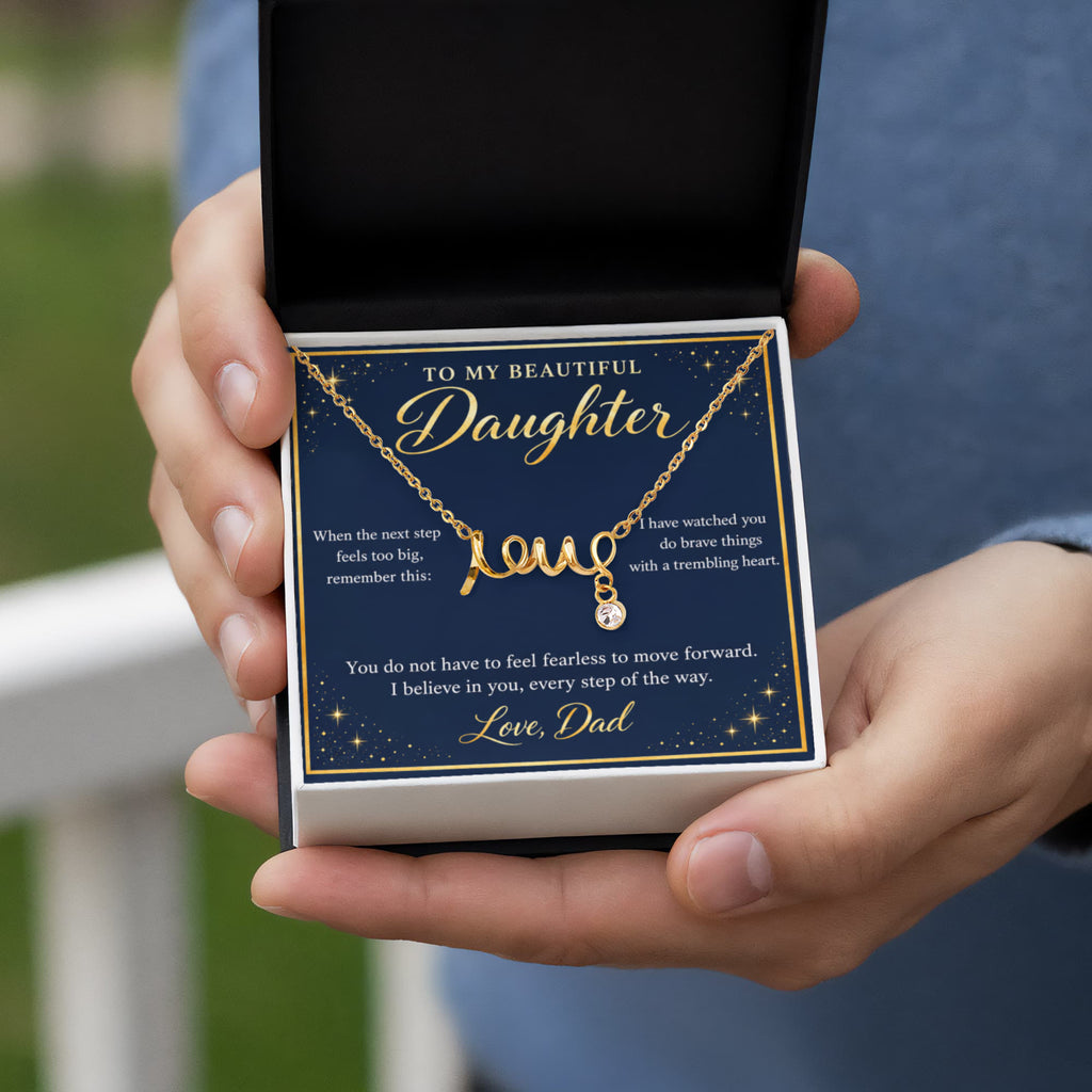 Daughter Love Necklace from Dad – I Believe in You & Message Card