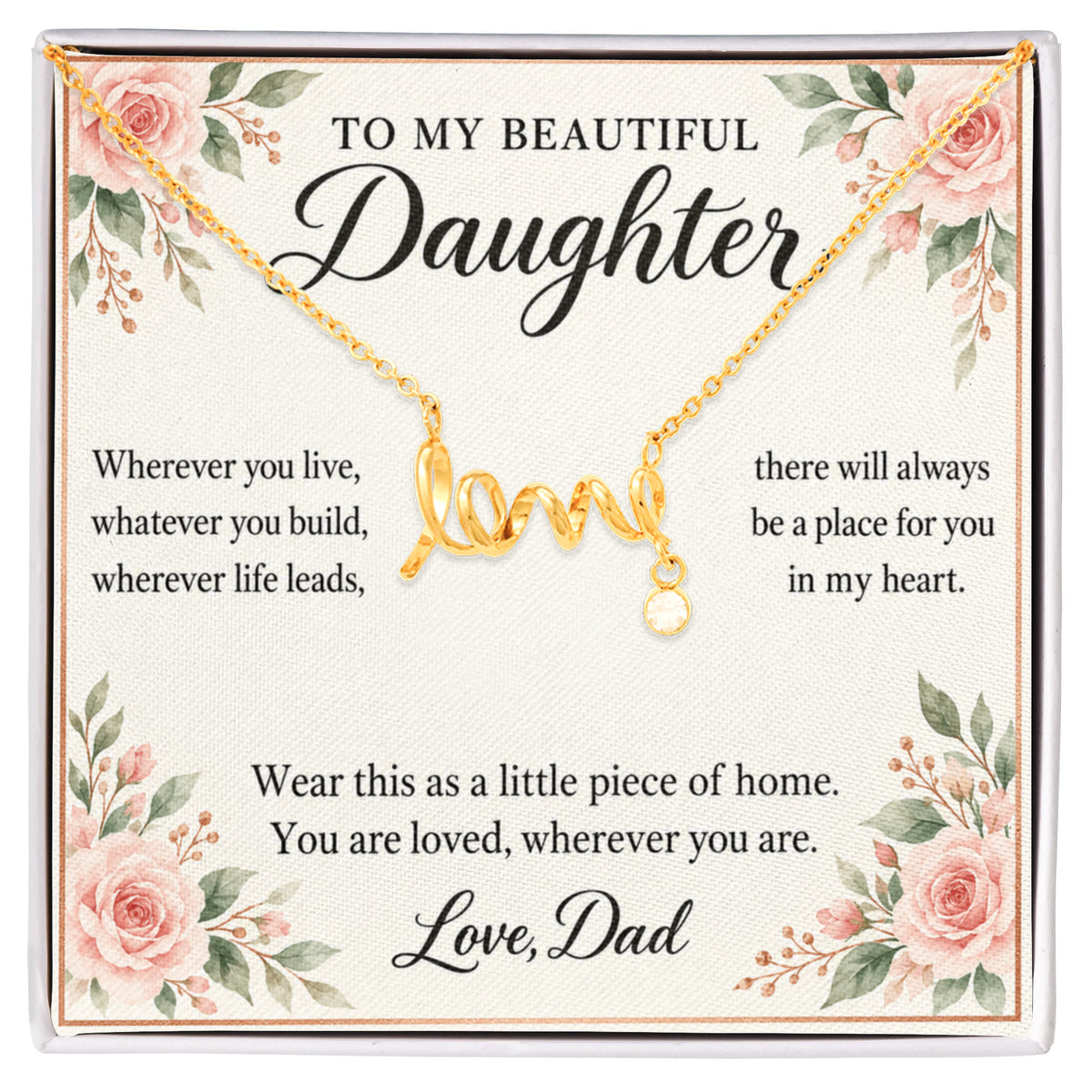 Daughter Necklace from Dad – A Little Piece of Home & Message Card