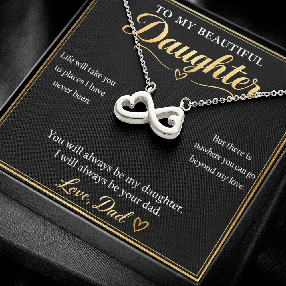 To My Daughter Necklace from Dad – Endless Love Infinity & Message Card