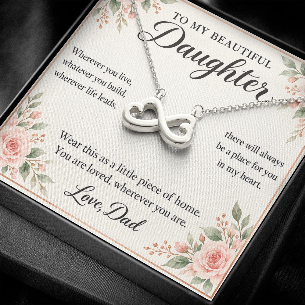 Daughter Infinity Necklace from Dad – A Little Piece of Home & Message Card