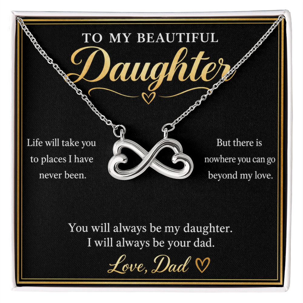 To My Daughter Necklace from Dad – Endless Love Infinity & Message Card