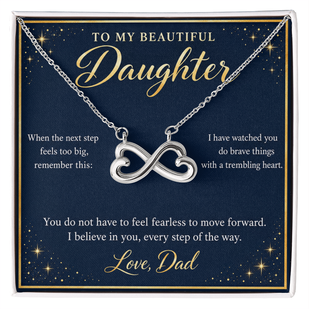 Daughter Infinity Necklace from Dad – I Believe in You & Message Card