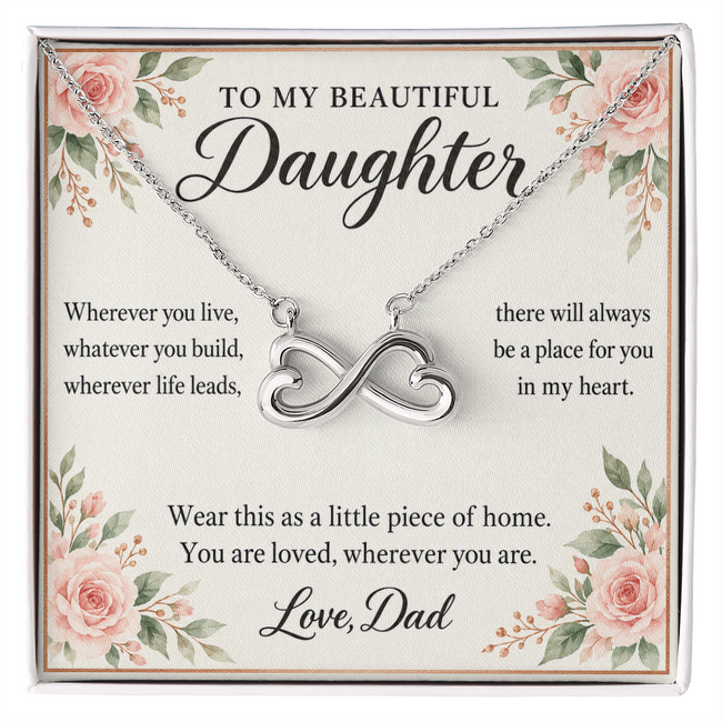 Daughter Infinity Necklace from Dad – A Little Piece of Home & Message Card
