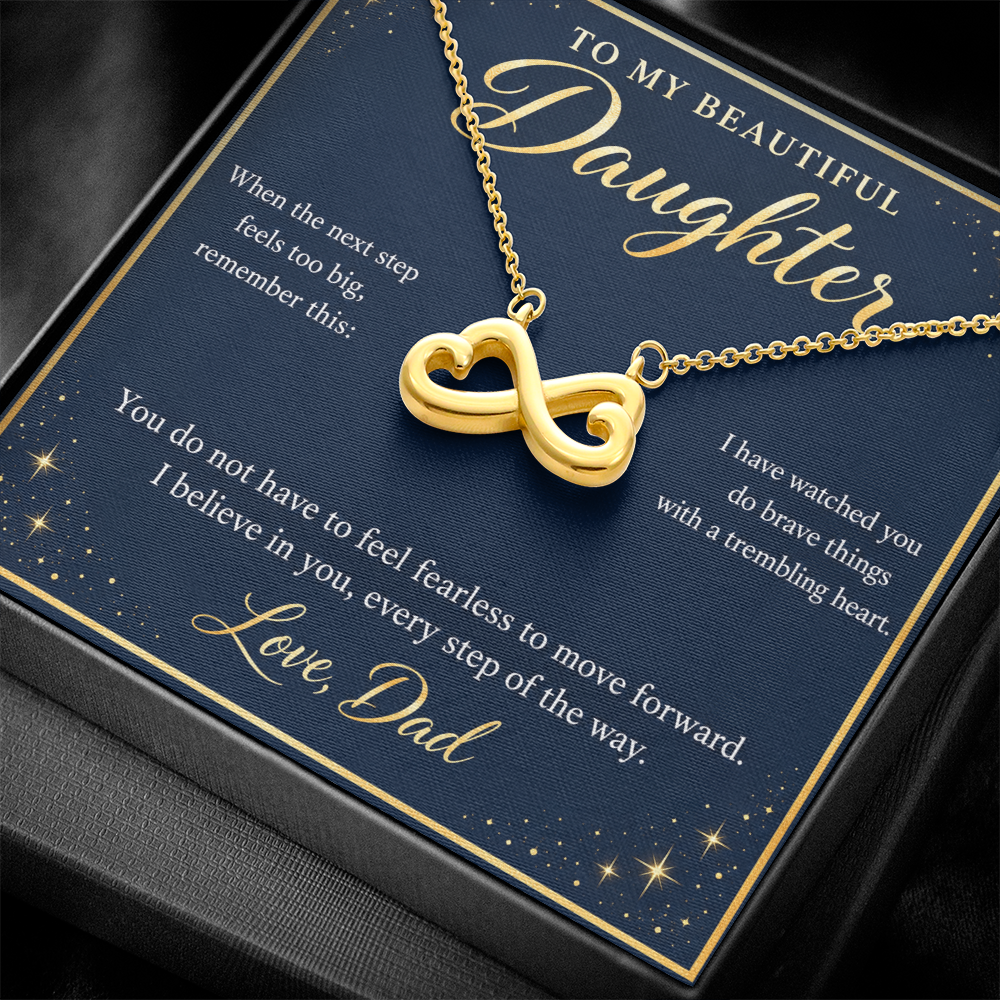 Daughter Infinity Necklace from Dad – I Believe in You & Message Card
