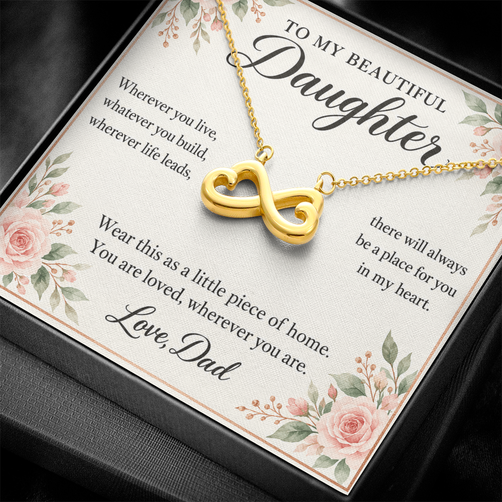 Daughter Infinity Necklace from Dad – A Little Piece of Home & Message Card
