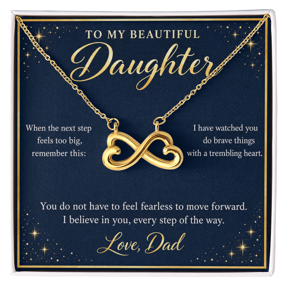 Daughter Infinity Necklace from Dad – I Believe in You & Message Card