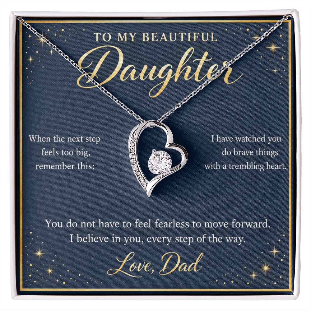Daughter Necklace from Dad – I Believe in You Heart & Message Card