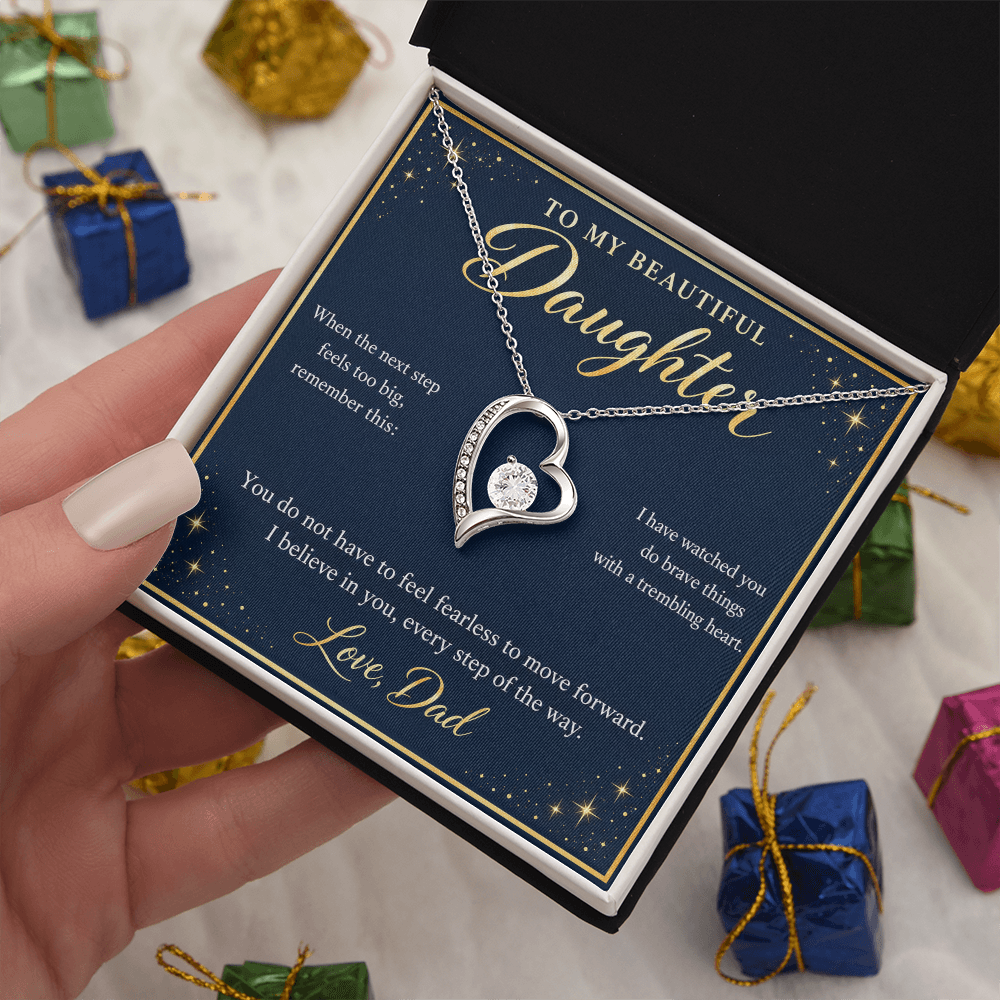 Daughter Necklace from Dad – I Believe in You Heart & Message Card