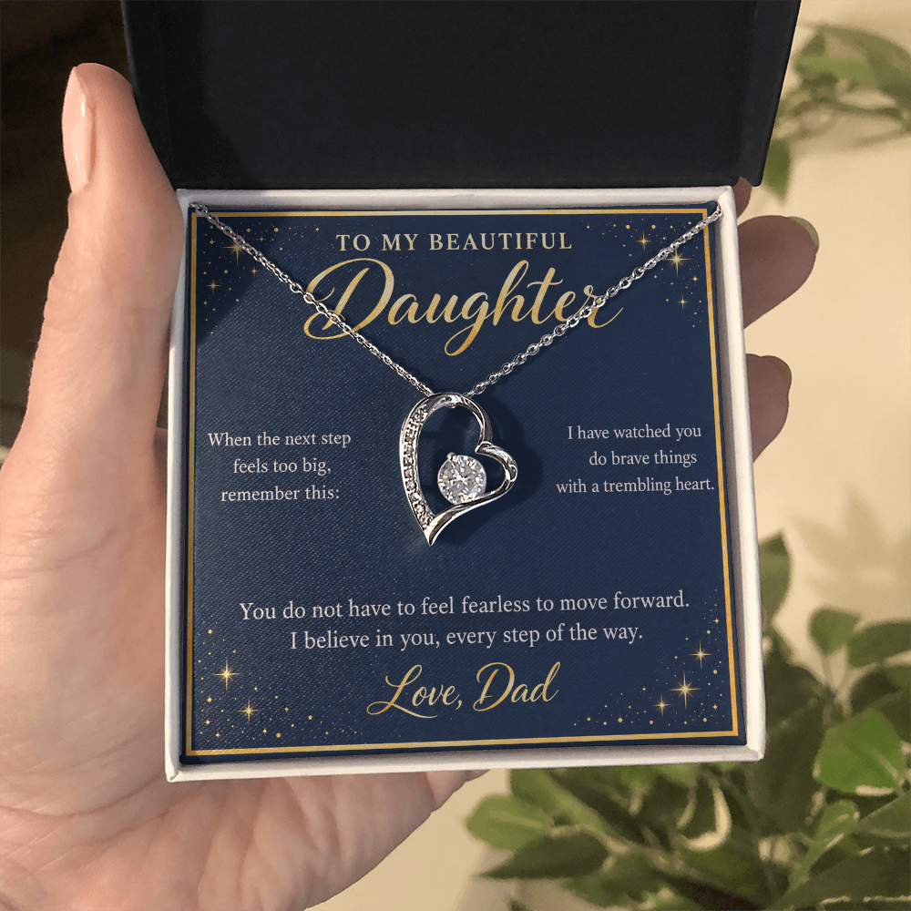 Daughter Necklace from Dad – I Believe in You Heart & Message Card