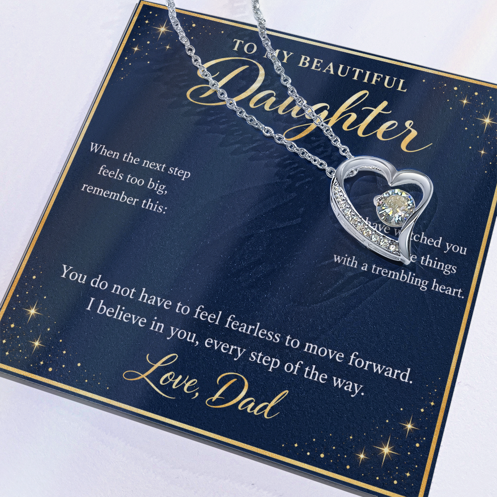 Daughter Necklace from Dad – I Believe in You Heart & Message Card