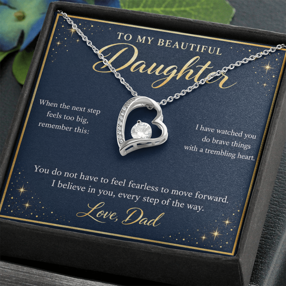 Daughter Necklace from Dad – I Believe in You Heart & Message Card