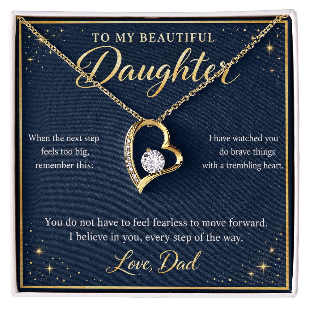 Daughter Necklace from Dad – I Believe in You Heart & Message Card