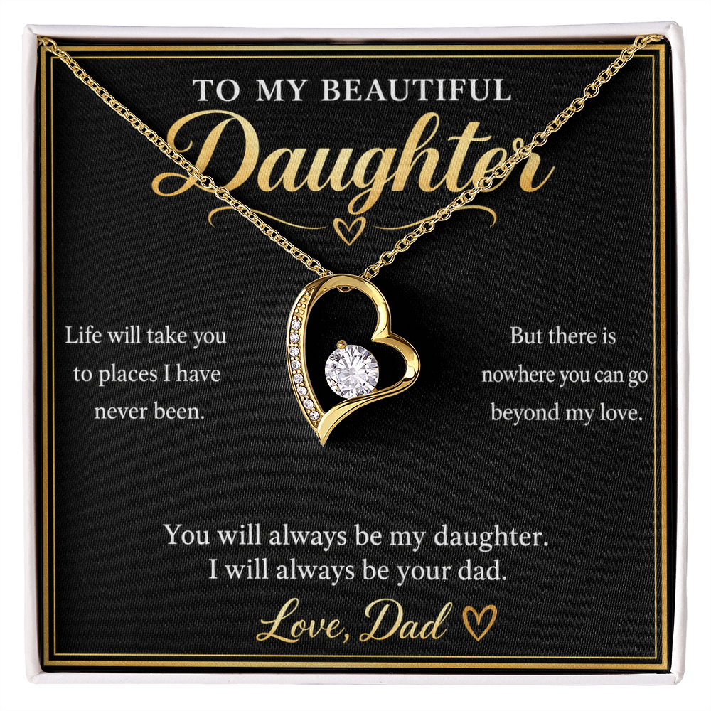 To My Daughter Necklace from Dad – Forever Love Heart & Message Card