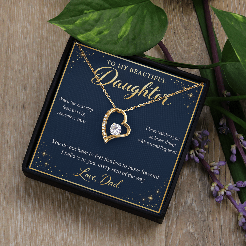 Daughter Necklace from Dad – I Believe in You Heart & Message Card