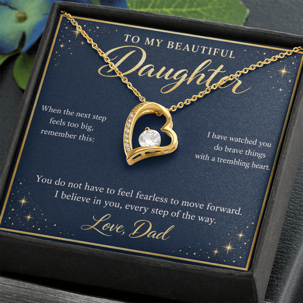 Daughter Necklace from Dad – I Believe in You Heart & Message Card
