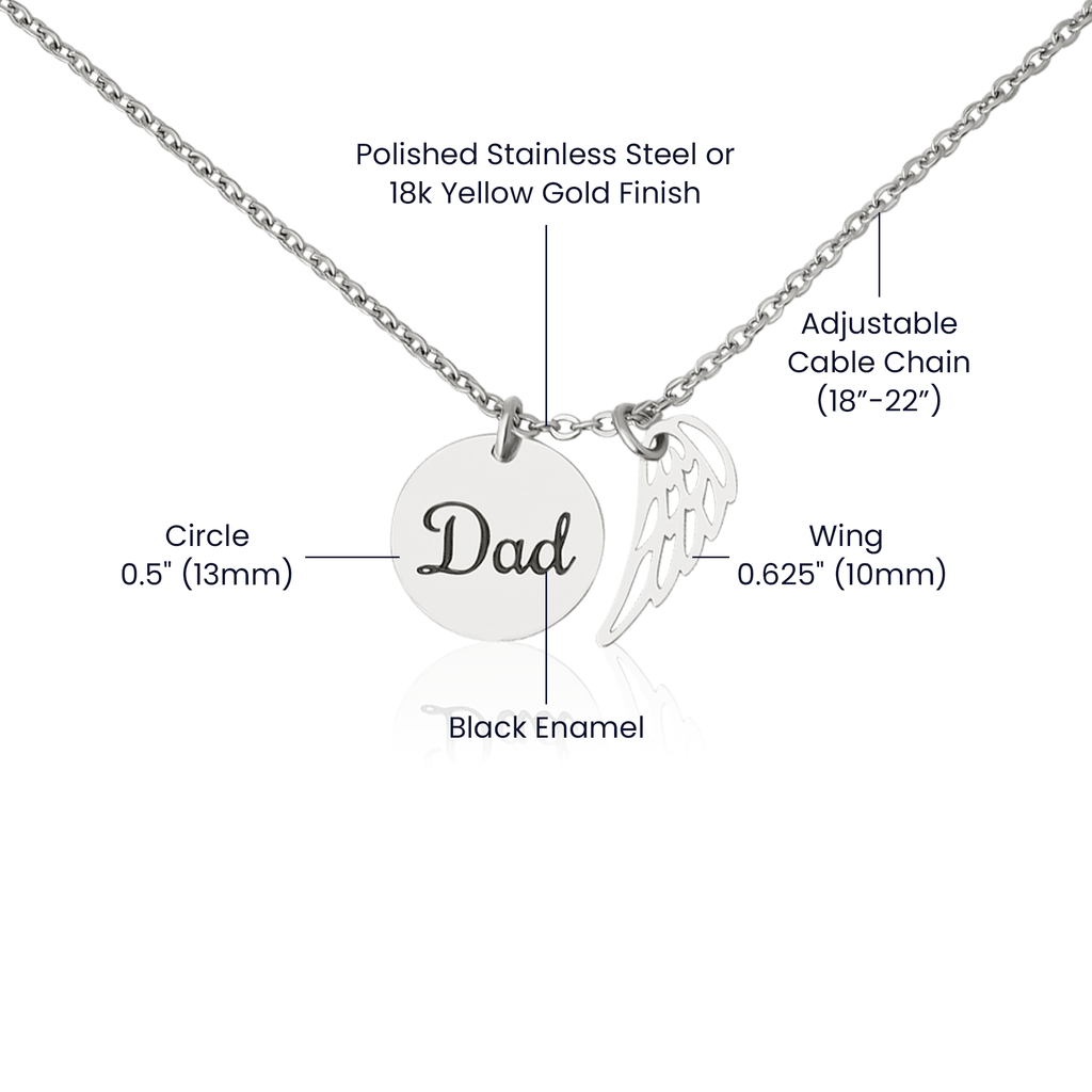 Dad Memorial Necklace for Daughter – Forever Your Daughter & Angel Wing