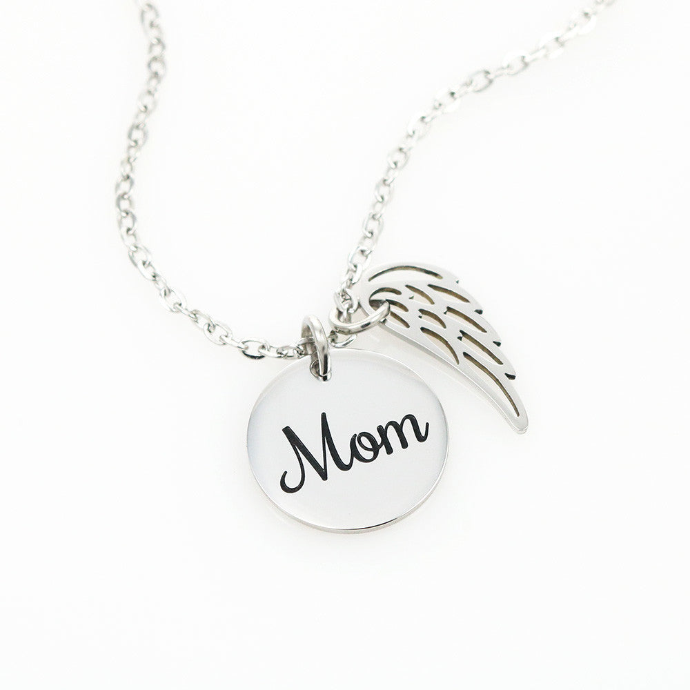 Mom Memorial Necklace for Son – Forever Your Son & Angel Wing