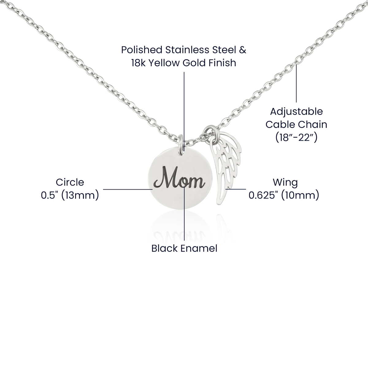 Loss of Mom Sympathy Necklace – Angel Wing & In Memory of Your Mom Card