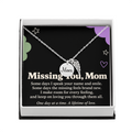 Mom Memorial Necklace – Missing You, Mom & Angel Wing Sympathy Card