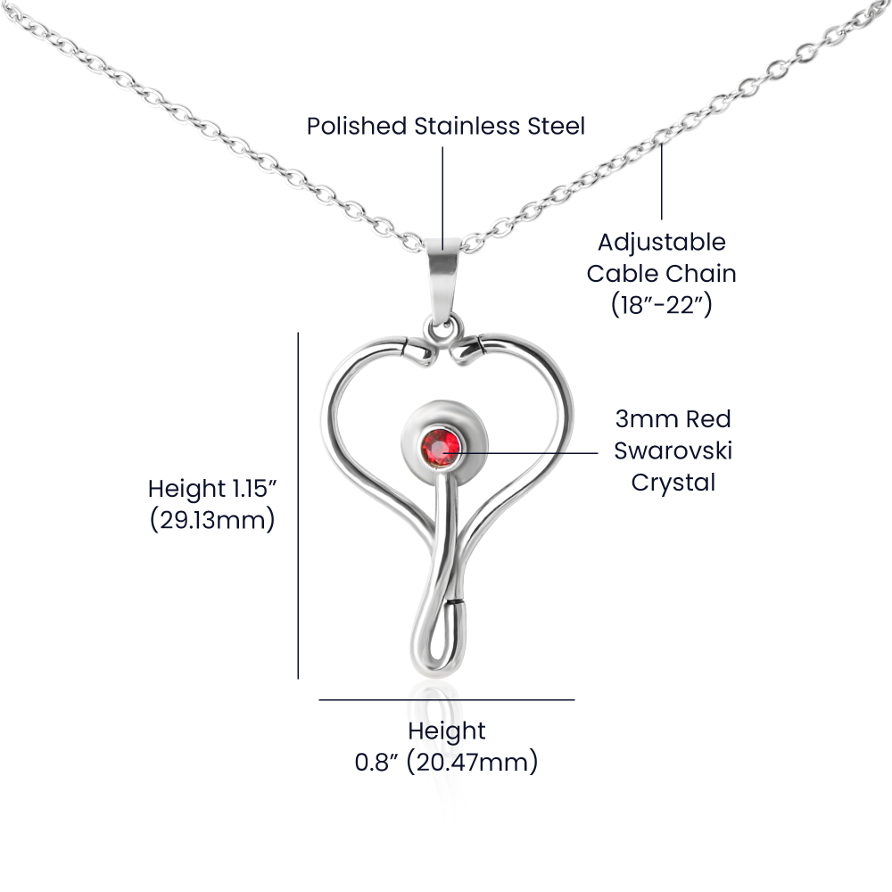 Nurse Friend HeartScope Necklace – Friendship Gift with Message Card