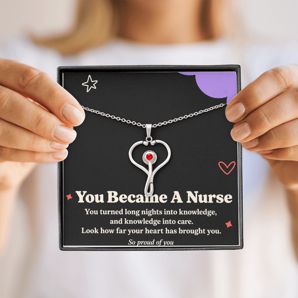 Nurse Graduation HeartScope Necklace – You Became a Nurse & Message Card
