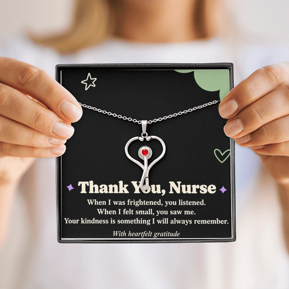 Thank You Nurse HeartScope Necklace – Appreciation Gift with Message Card