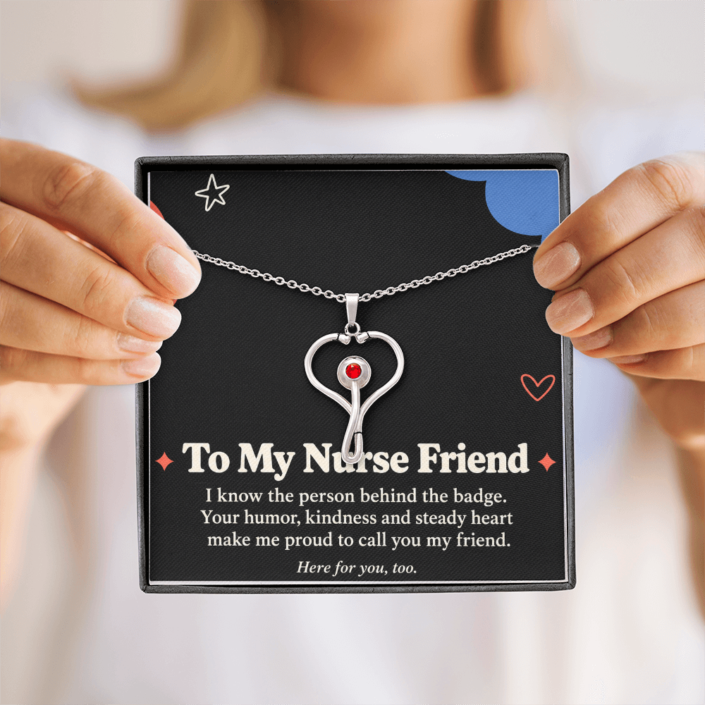 Nurse Friend HeartScope Necklace – Friendship Gift with Message Card