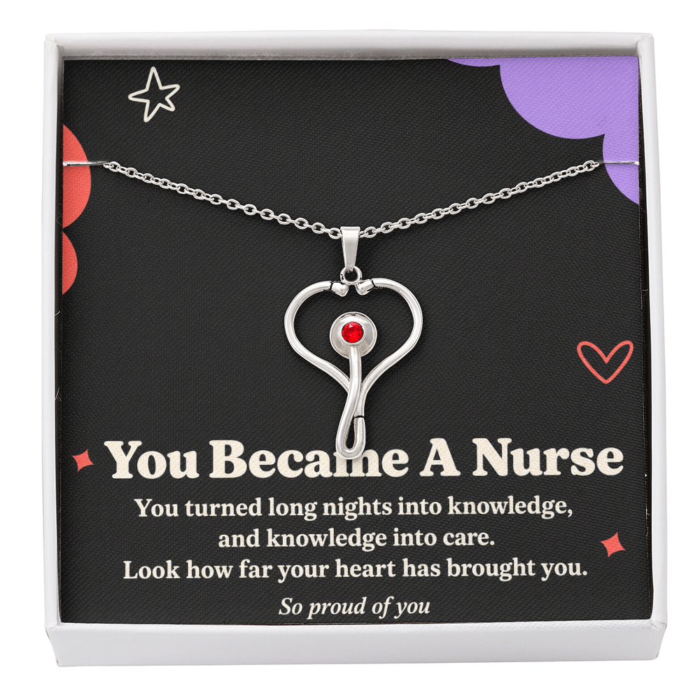 Nurse Graduation HeartScope Necklace – You Became a Nurse & Message Card