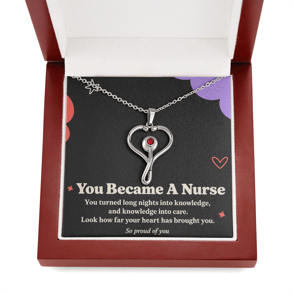 Nurse Graduation HeartScope Necklace – You Became a Nurse & Message Card