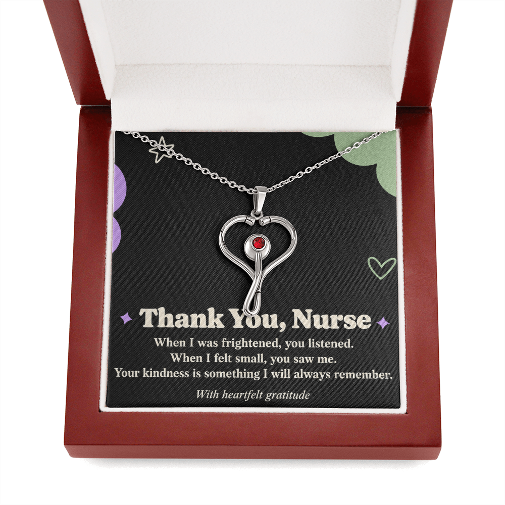 Thank You Nurse HeartScope Necklace – Appreciation Gift with Message Card