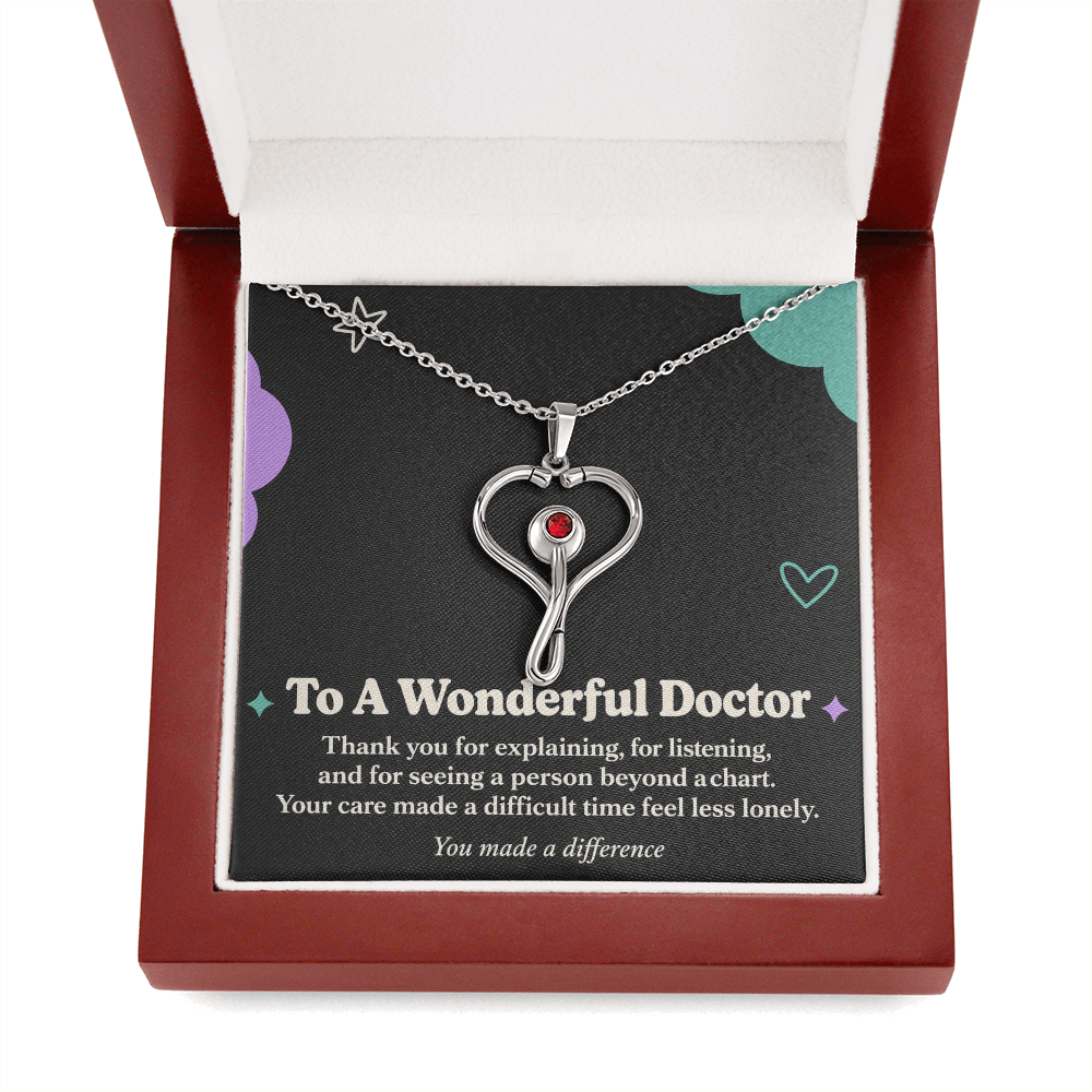 Doctor Thank You HeartScope Necklace – You Made a Difference & Message Card
