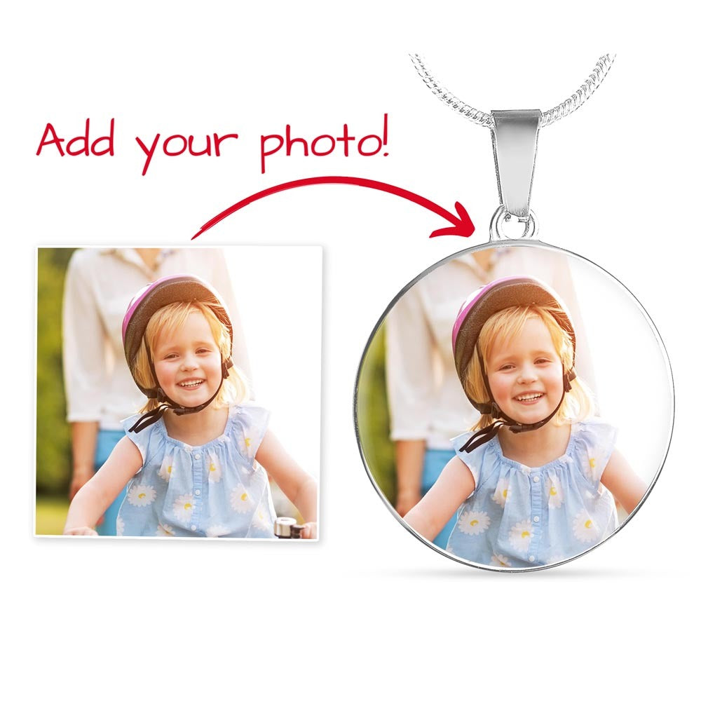 Personalized Photo Circle Necklace – Custom Picture & Optional Engraving