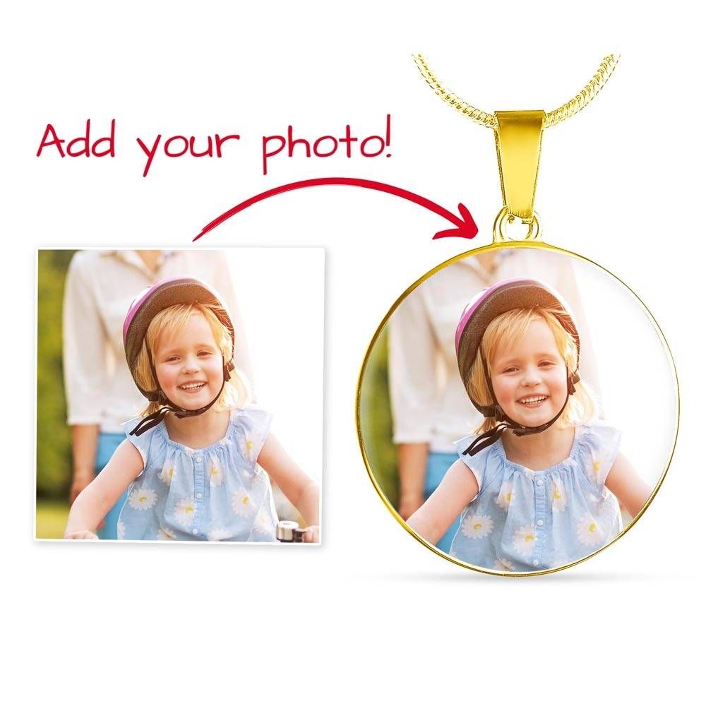 Personalized Photo Circle Necklace – Custom Picture & Optional Engraving