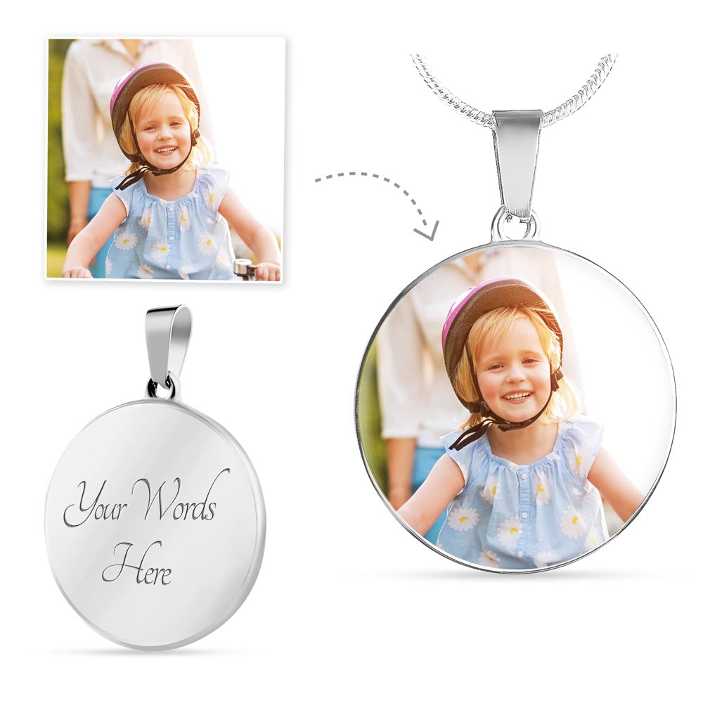 Personalized Photo Circle Necklace – Custom Picture & Optional Engraving