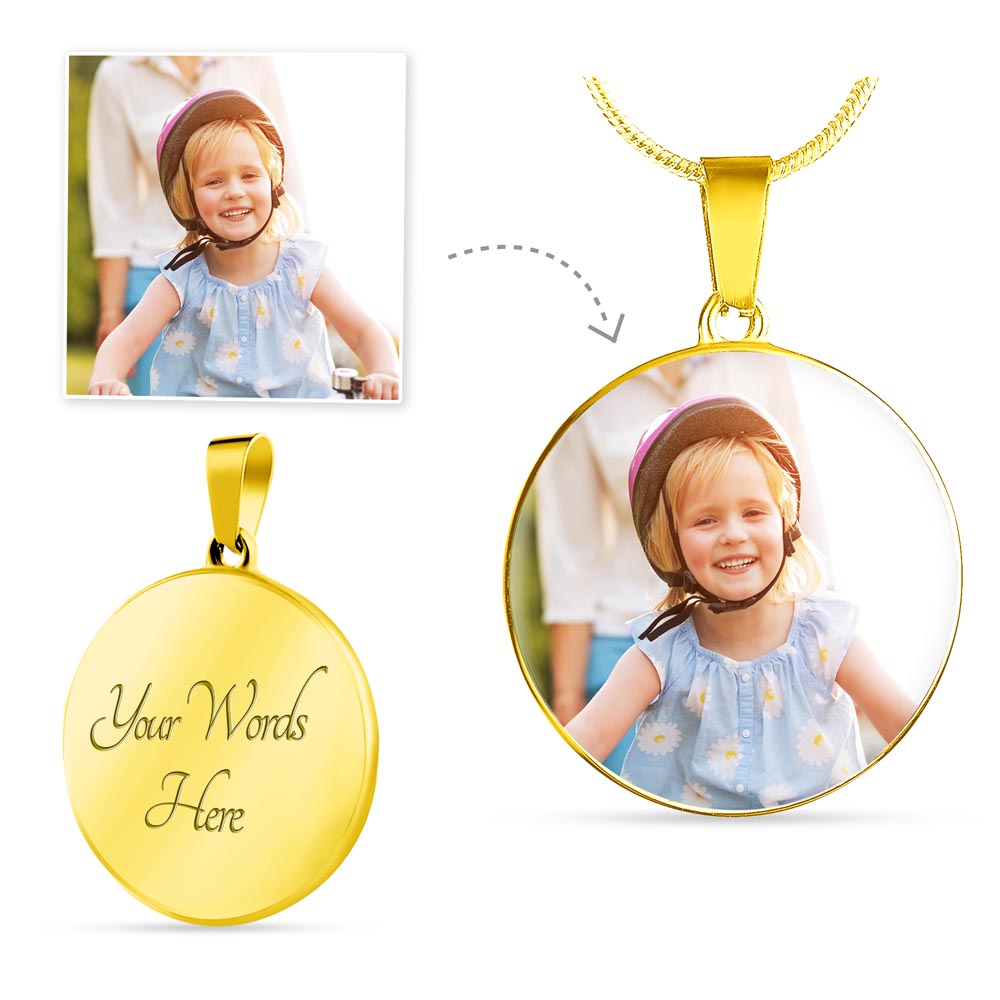 Personalized Photo Circle Necklace – Custom Picture & Optional Engraving