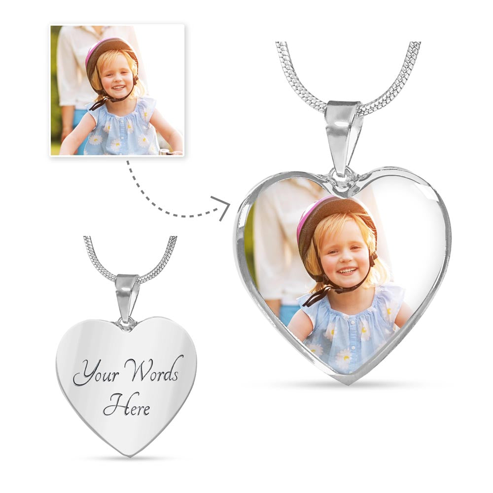 Personalized Heart Photo Necklace – Custom Picture & Optional Engraving