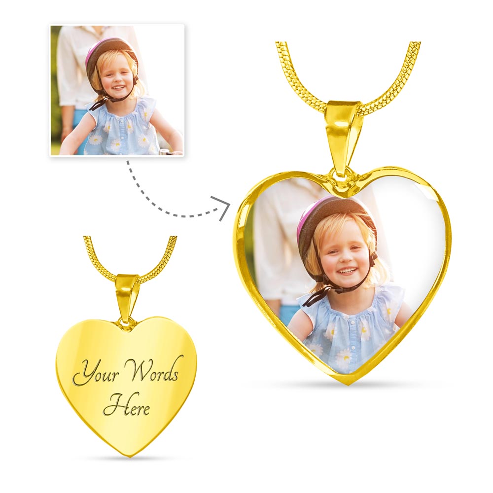 Personalized Heart Photo Necklace – Custom Picture & Optional Engraving