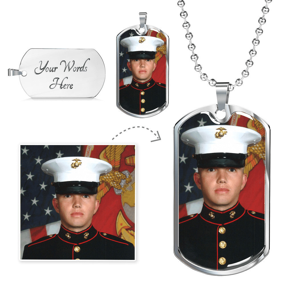 Personalized Photo Dog Tag Necklace – Custom Picture & Optional Engraving