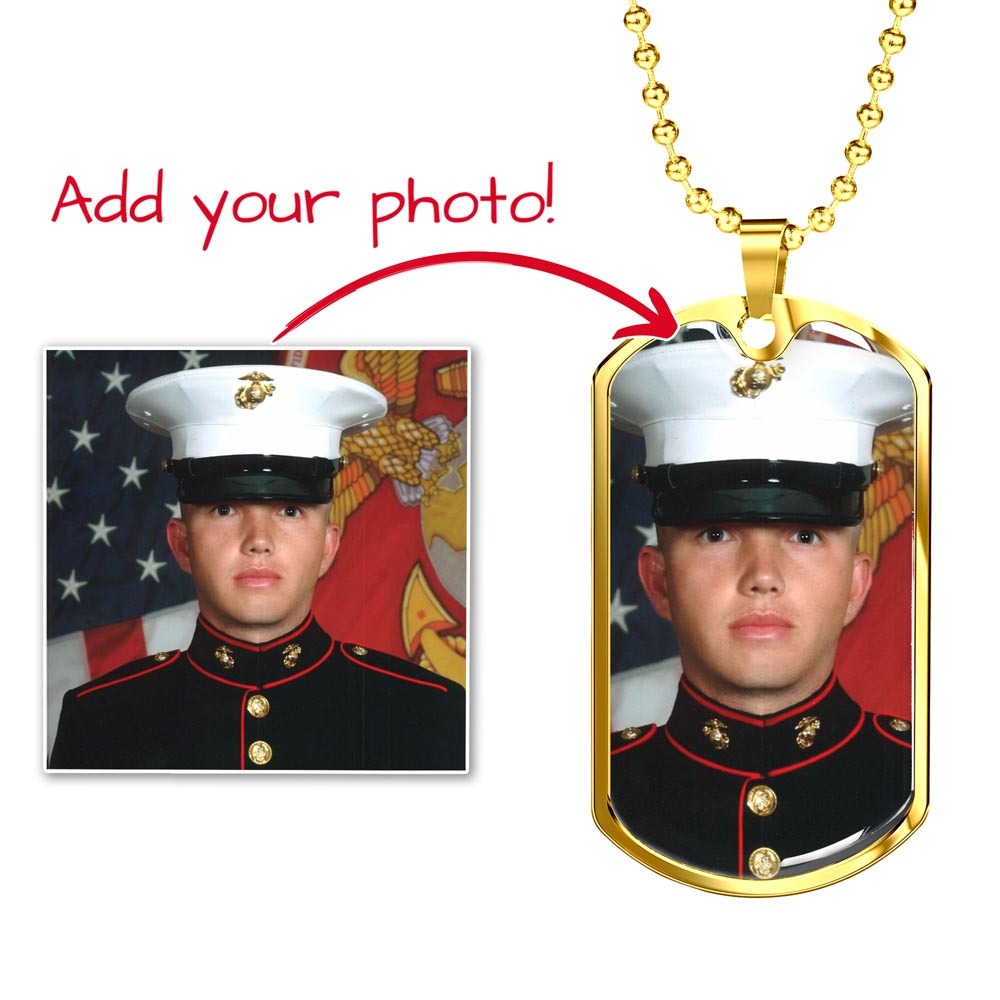 Personalized Photo Dog Tag Necklace – Custom Picture & Optional Engraving
